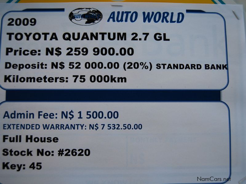 Toyota Quantum 2.7 GL in Namibia
