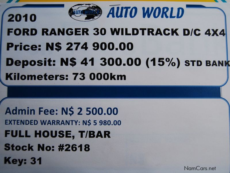 Ford FORD RANGER 30 D/C 4X4 WILDTRACK in Namibia