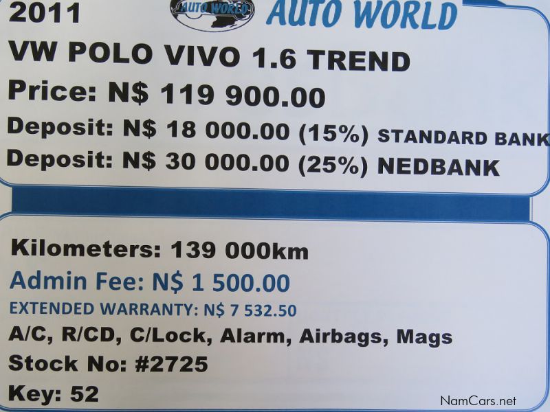 Volkswagen POLO VIVO 1.6 TREND in Namibia