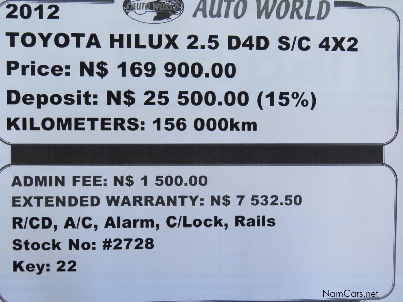 Toyota HILUX 2.5 D4D S/C 4X2 in Namibia