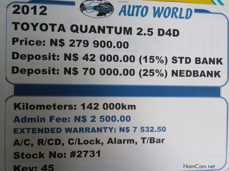Toyota QUANTUM 2.5 D4D 16 SEATER in Namibia