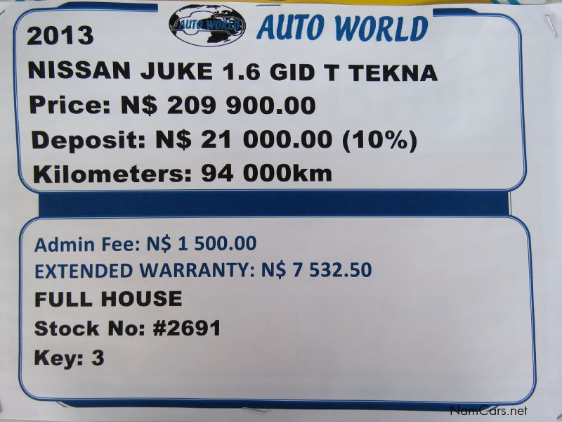 Nissan JUKE 1.6 T TEKNA in Namibia
