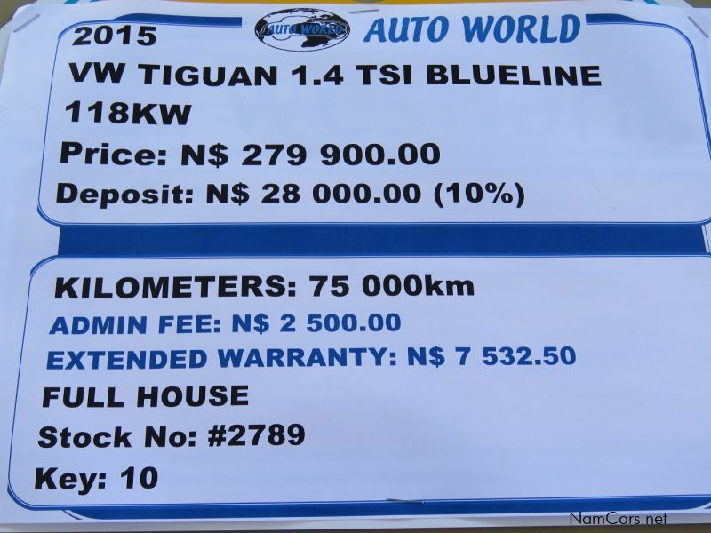 Volkswagen TIGUAN 1.4 TSI BLUELINE 118kw in Namibia