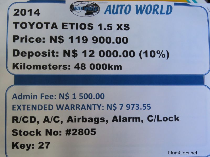 Toyota ETIOS 1.5 XS in Namibia